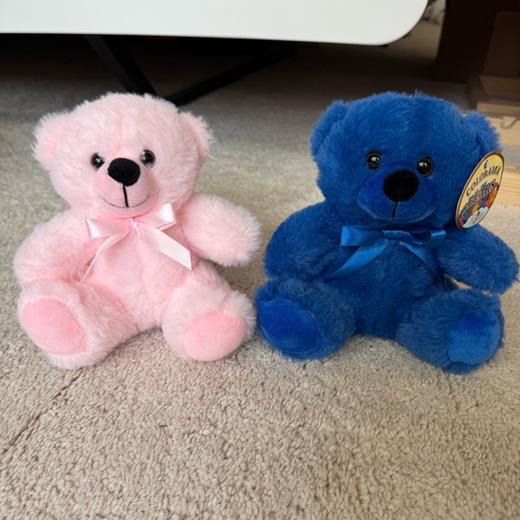 Teddy Bear Soft Fluffy Plush Pink w/ Ribbon Neck Tie - Picture 7 of 7